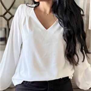 Elegant White V-Neck Blouse